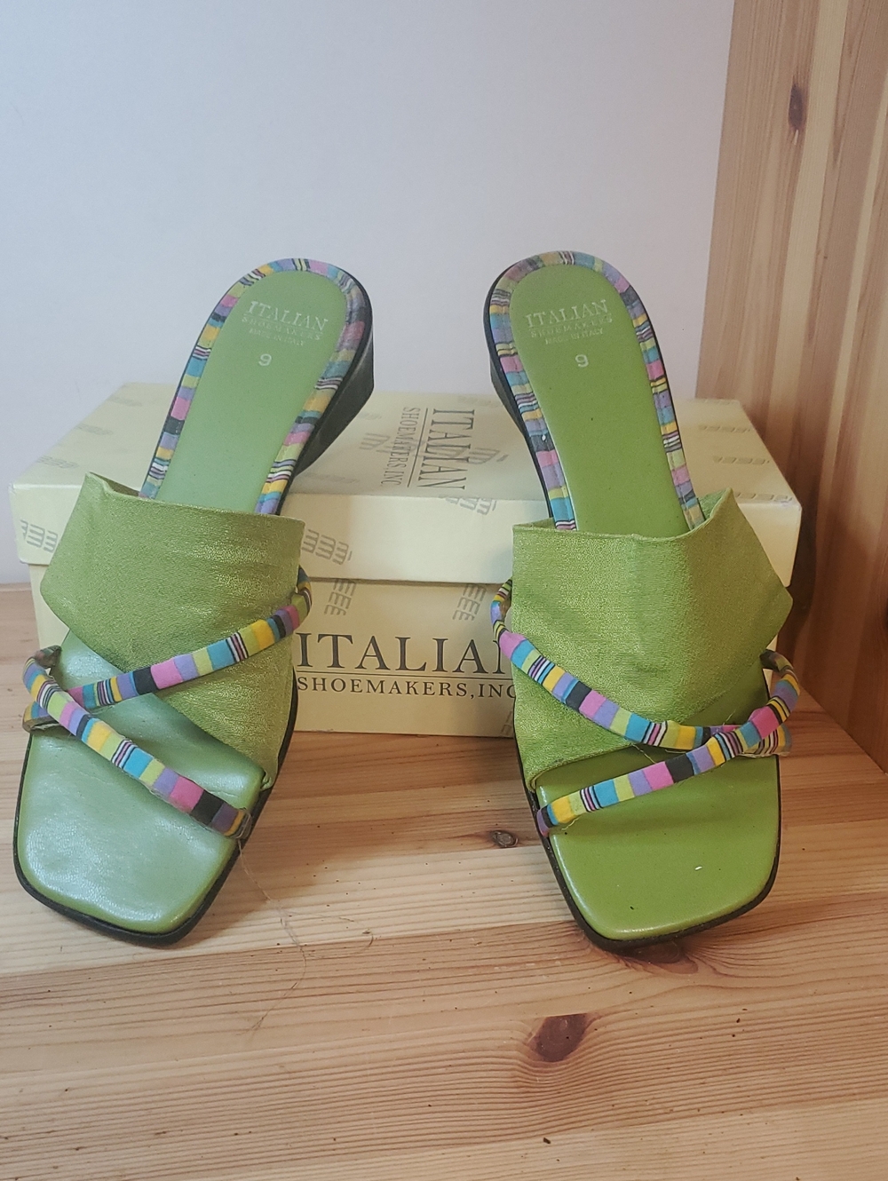 Italian Shoemakers Lime Green Satin Slide SK